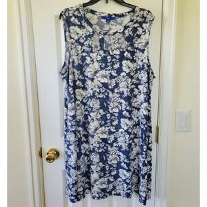 APT.9 Dress XXL Blue Floral  Textured Cutout Sleeveless Shift NWT